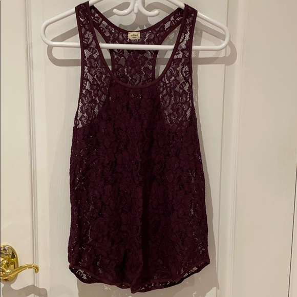 Aritzia Wilfred Plum Lace Racerback Tank